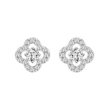 LADIES STUD EARRINGS 1CT ROUND DIAMOND 14K WHITE GOLD