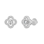 LADIES STUD EARRINGS 1CT ROUND DIAMOND 14K WHITE GOLD