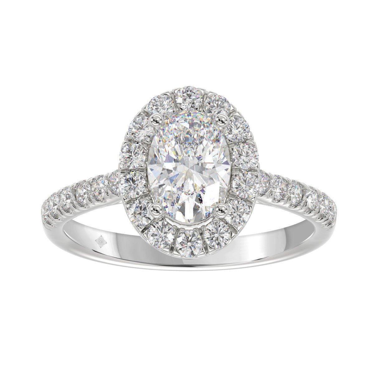 LADIES RING 1 1/2CT ROUND/OVAL DIAMOND 14K WHITE GOLD (CENTER STONE OVAL DIAMOND 1CT)