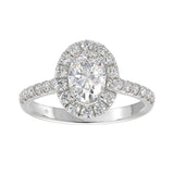 LADIES RING 1 1/2CT ROUND/OVAL DIAMOND 14K WHITE GOLD (CENTER STONE OVAL DIAMOND 1CT)