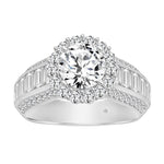 LADIES RING 3 3/4CT ROUND/BAGUETTE DIAMOND 14K WHITE GOLD (CENTER STONE ROUND DIAMOND 1 1/2CT )