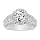 LADIES RING 3 3/4CT ROUND/BAGUETTE DIAMOND 14K WHITE GOLD (CENTER STONE ROUND DIAMOND 1 1/2CT )