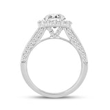 LADIES RING 3 3/4CT ROUND/BAGUETTE DIAMOND 14K WHITE GOLD (CENTER STONE ROUND DIAMOND 1 1/2CT )
