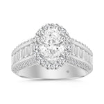 LADIES RING 3 3/4CT ROUND/OVAL/EMERALD DIAMOND 14K WHITE GOLD (CENTER STONE OVAL DIAMOND 1 1/2CT )