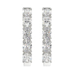 LADIES HOOP EARRINGS 2CT OVAL DIAMOND 14K WHITE GOLD