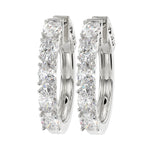 LADIES HOOP EARRINGS 2CT OVAL DIAMOND 14K WHITE GOLD