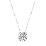 14K WHITE GOLD 1.00CT ROUND DIAMOND LADIES SOLITAIRE PENDANT WITH UNDER-PASS CHAIN (CENTER STONE ROUND DIAMOND 1CT)
