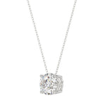 14K WHITE GOLD 1.00CT ROUND DIAMOND LADIES SOLITAIRE PENDANT WITH UNDER-PASS CHAIN (CENTER STONE ROUND DIAMOND 1CT)