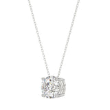 14K WHITE GOLD 1.00CT ROUND DIAMOND LADIES SOLITAIRE PENDANT WITH UNDER-PASS CHAIN (CENTER STONE ROUND DIAMOND 1CT)