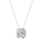 LADIES SOLITAIRE PENDANT WITH UNDER-PASS CHAIN 2.00CT ROUND DIAMOND 14K WHITE GOLD