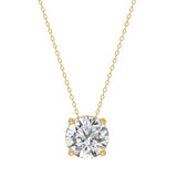 LADIES SOLITAIRE PENDANT WITH UNDER-PASS CHAIN 2.00CT ROUND DIAMOND 14K YELLOW GOLD