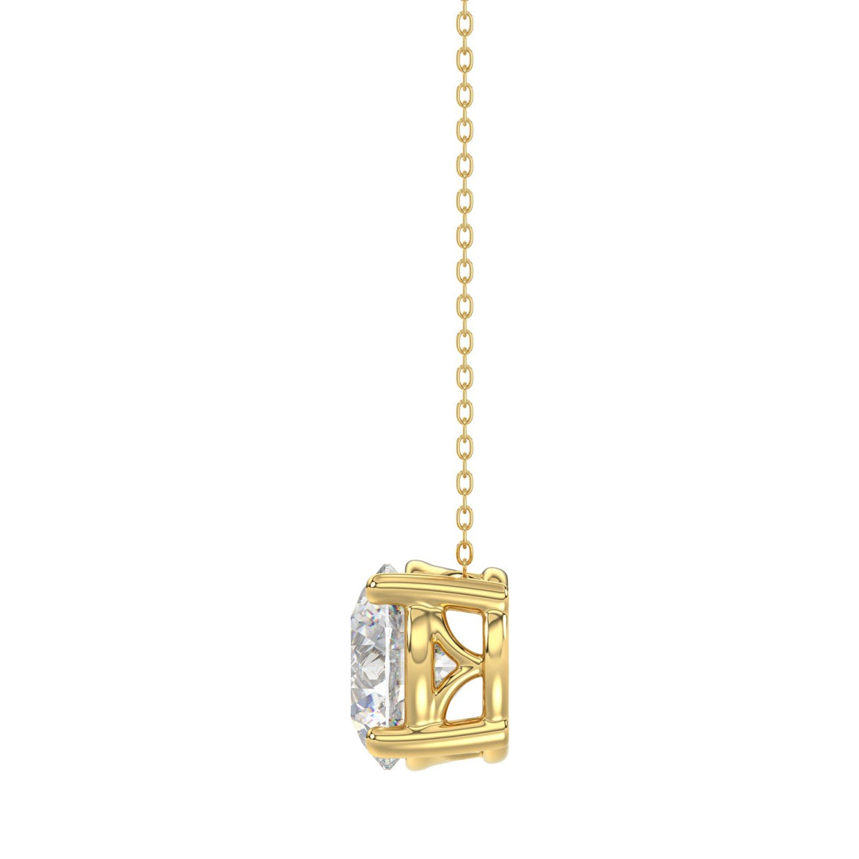 LADIES SOLITAIRE PENDANT WITH UNDER-PASS CHAIN 2.00CT ROUND DIAMOND 14K YELLOW GOLD