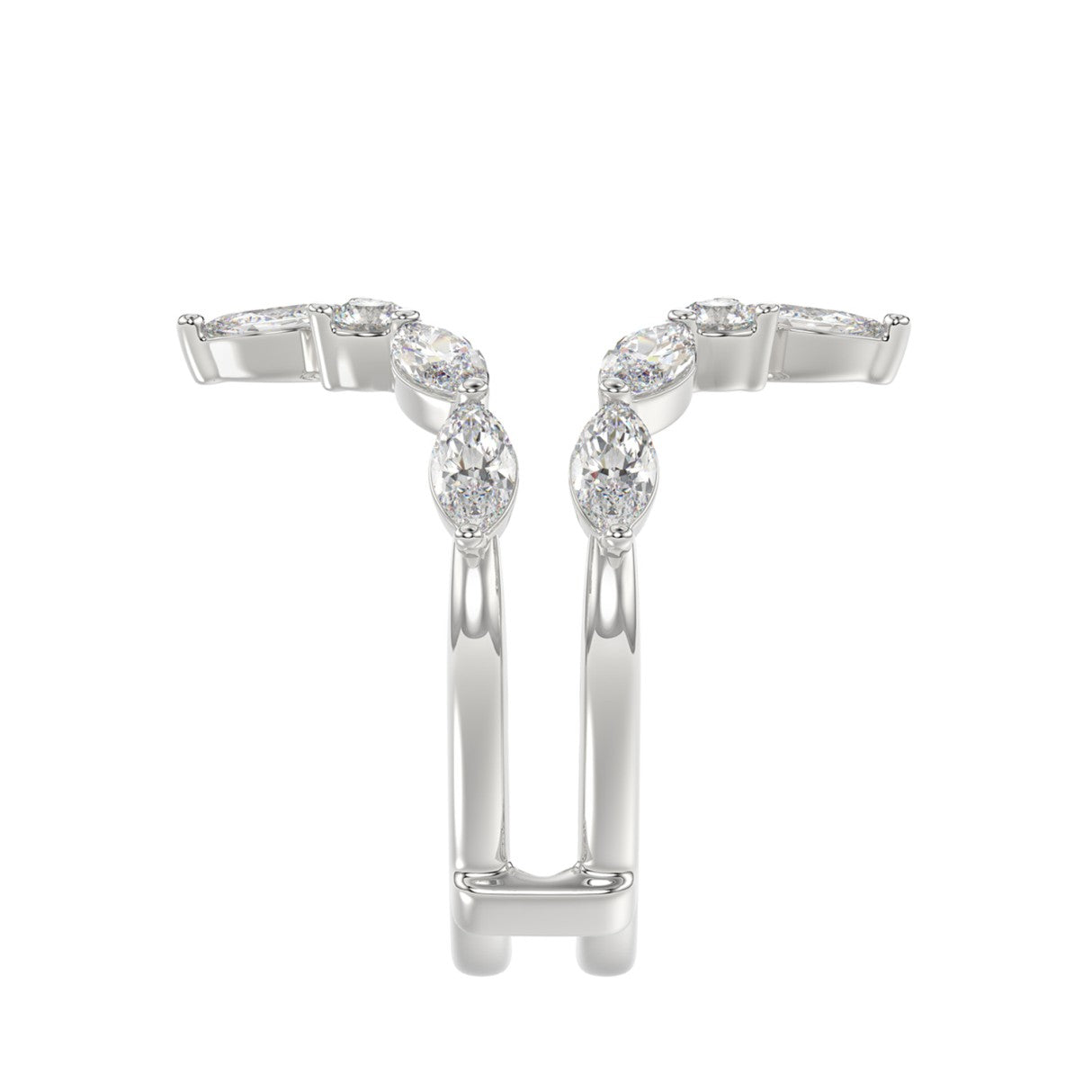 LADIES ENHANCERS RING 1 1/4CT ROUND/MARQUISE DIAMOND 14K WHITE GOLD