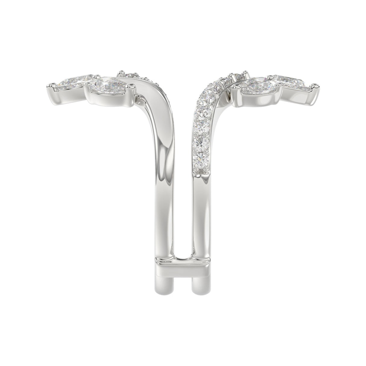 14K WHITE GOLD 1 1/4CT ROUND/PEAR DIAMOND LADIES WRAP RING