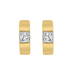 LADIES HOOPS EARRINGS 1/2CT ROUND DIAMOND 14K YELLOW GOLD