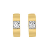 LADIES HOOPS EARRINGS 1/2CT ROUND DIAMOND 14K YELLOW GOLD