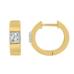LADIES HOOPS EARRINGS 1/2CT ROUND DIAMOND 14K YELLOW GOLD