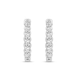 LADIES HOOPS EARRINGS 3/4CT ROUND DIAMOND 14K WHITE GOLD 