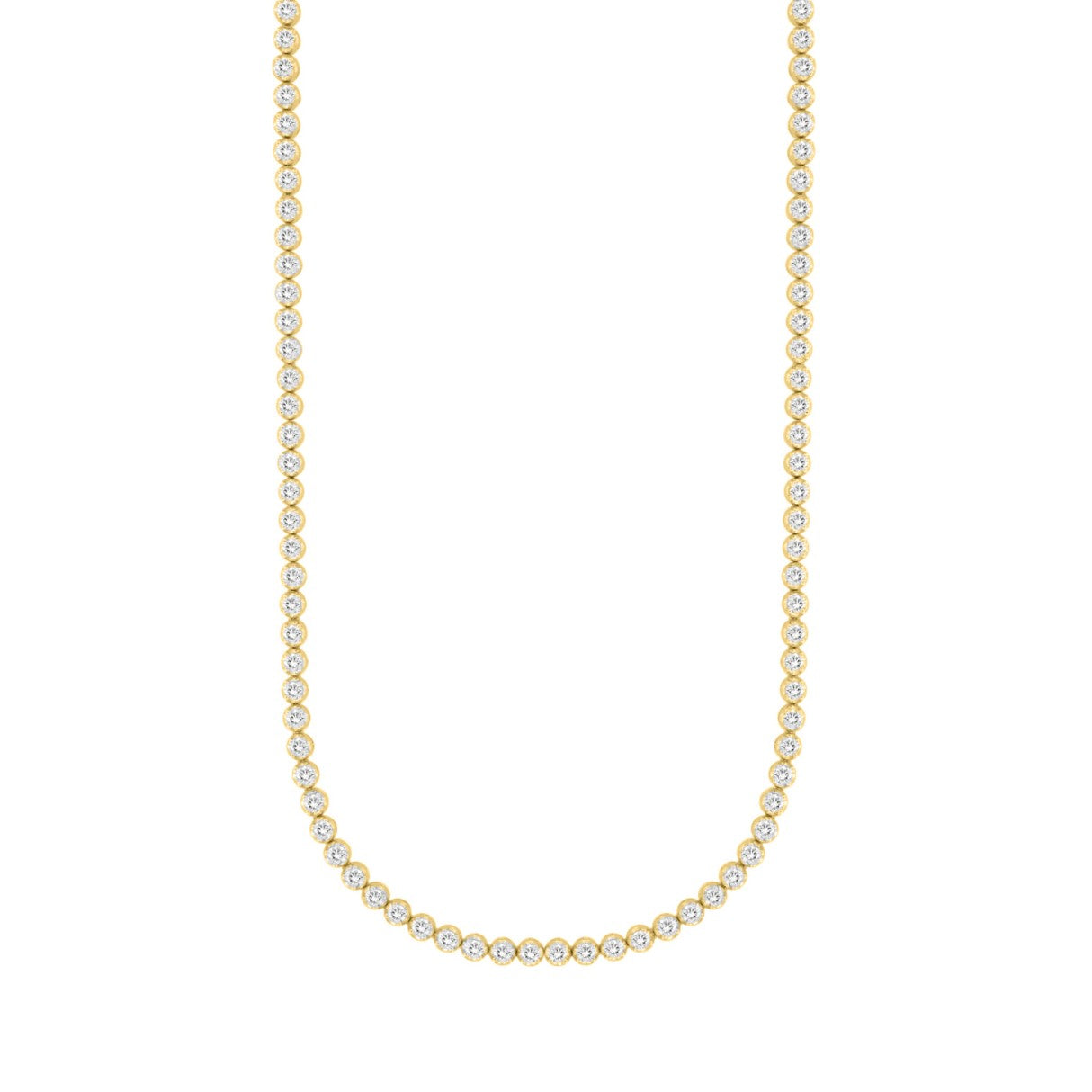 MENS NECKLACE 7CT ROUND DIAMOND 14K YELLOW GOLD 