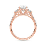 14K ROSE GOLD 1.00CT ROUND/OVAL/HALF MOON DIAMOND LADIES RING (CENTER STONE OVAL DIAMOND 2CT)