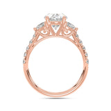 14K ROSE GOLD 1.00CT ROUND/OVAL/HALF MOON DIAMOND LADIES RING (CENTER STONE OVAL DIAMOND 2CT)
