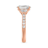 14K ROSE GOLD 1.00CT ROUND/OVAL/HALF MOON DIAMOND LADIES RING (CENTER STONE OVAL DIAMOND 2CT)