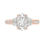 14K ROSE GOLD 1.00CT ROUND/OVAL/HALF MOON DIAMOND LADIES RING (CENTER STONE OVAL DIAMOND 2CT)