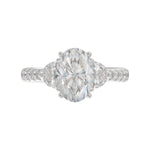 LADIES RING 3CT ROUND/OVAL/HALF MOON DIAMOND 14K WHITE GOLD (CENTER STONE OVAL DIAMOND 2CT )