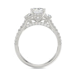 LADIES RING 3CT ROUND/EMERALD/CADILLAC DIAMOND 14K WHITE GOLD (CENTER STONE EMERALD DIAMOND 2CT )