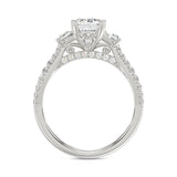 LADIES RING 3CT ROUND/EMERALD/CADILLAC DIAMOND 14K WHITE GOLD (CENTER STONE EMERALD DIAMOND 2CT )