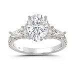 LADIES RING 3 1/2CT ROUND/HALF MOON/OVAL/BAGUETTE DIAMOND 14K WHITE GOLD (CENTER STONE OVAL DIAMOND 2CT )