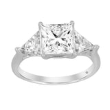 LADIES RING 3CT PRINCESS/TRILLION DIAMOND 14K WHITE GOLD (CENTER STONE PRINCESS DIAMOND 2CT )