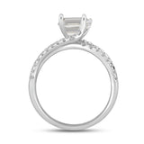 LADIES RING 2CT ROUND/EMERALD DIAMOND 14K WHITE GOLD (CENTER STONE EMERALD DIAMOND 1 1/2CT )