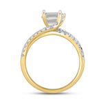 LADIES RING 2CT ROUND/EMERALD DIAMOND 14K YELLOW GOLD (CENTER STONE EMERALD DIAMOND 1 1/2CT )