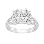 LADIES RING 3CT ROUND/OVAL/PEAR DIAMOND 14K WHITE GOLD (CENTER STONE OVAL DIAMOND 2CT )