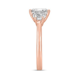 14K ROSE GOLD 3/4CT ROUND/TRAPEZOID DIAMOND LADIES RING (CENTER STONE EMERALD DIAMOND 2CT)