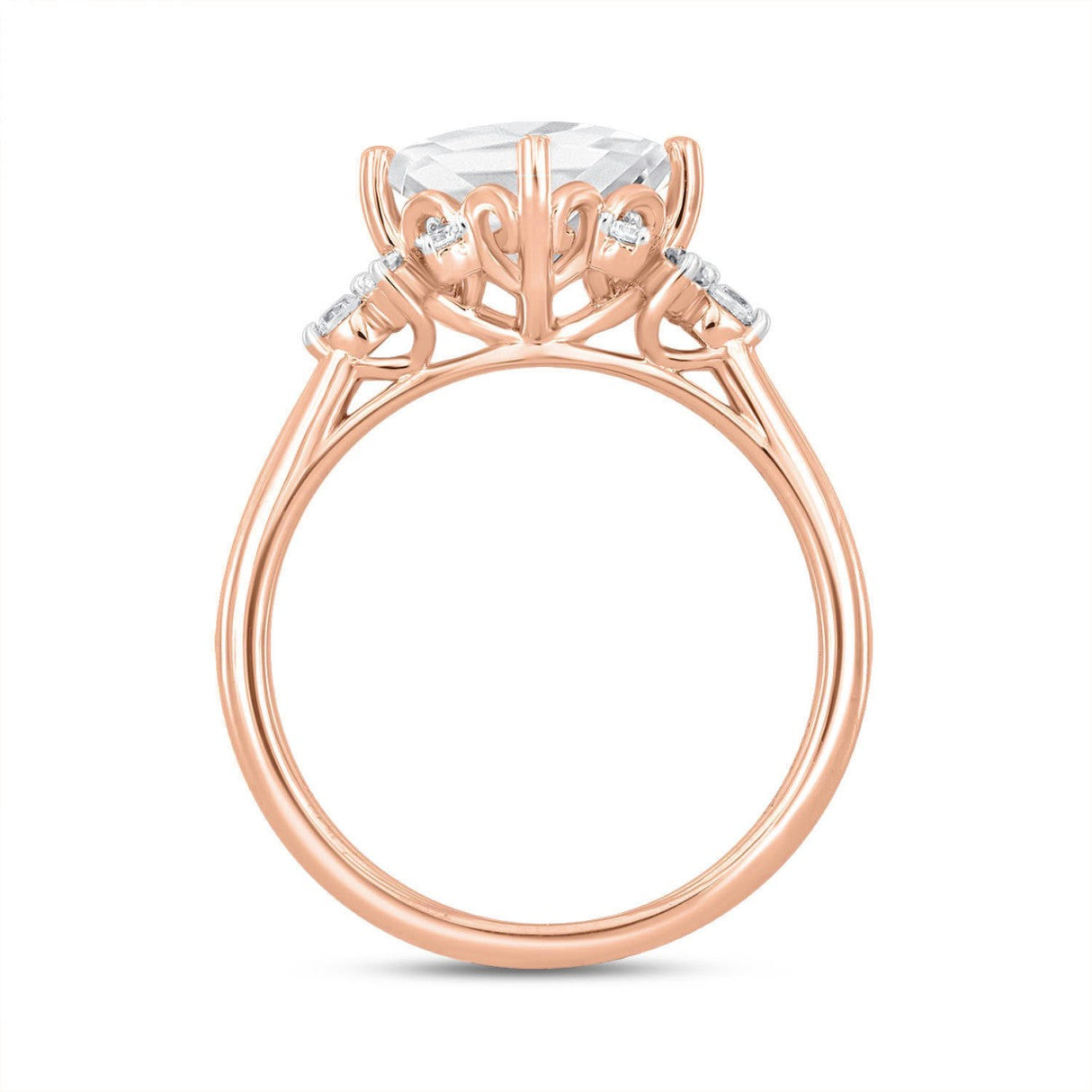 LADIES BRIDAL SET 2 1/2CT ROUND DIAMOND 14K ROSE GOLD (CENTER STONE PRINCESS DIAMOND 2CT)