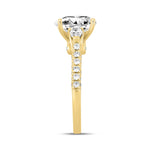 LADIES RING 3CT ROUND/PEAR/OVAL DIAMOND 14K YELLOW GOLD (CENTER STONE OVAL DIAMOND 2CT )