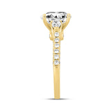 LADIES RING 3CT ROUND/PEAR/OVAL DIAMOND 14K YELLOW GOLD (CENTER STONE OVAL DIAMOND 2CT )