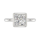 LADIES SOLITAIRE RING 3CT PRINCESS DIAMOND 14K WHITE GOLD (CENTER STONE PRINCESS DIAMOND 3CT )