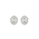 LADIES SOLITAIRE EARRINGS 2CT OVAL DIAMOND 14K WHITE GOLD