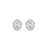 LADIES SOLITAIRE EARRINGS 2CT OVAL DIAMOND 14K WHITE GOLD