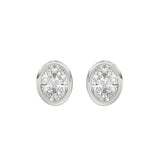 LADIES SOLITAIRE EARRINGS 3CT OVAL DIAMOND 14K WHITE GOLD