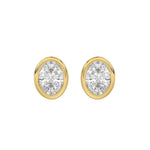 LADIES SOLITAIRE EARRINGS 3CT OVAL DIAMOND 14K YELLOW GOLD