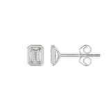 LADIES SOLITAIRE EARRINGS 1CT EMERALD DIAMOND 14K WHITE GOLD
