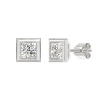 LADIES SOLITAIRE EARRINGS 3CT PRINCESS DIAMOND 14K WHITE GOLD