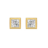 LADIES SOLITAIRE EARRINGS 3CT PRINCESS DIAMOND 14K YELLOW GOLD