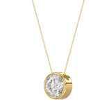 LADIES SOLITAIRE PENDANT 1CT ROUND DIAMOND 14K YELLOW GOLD WITH CHAIN
