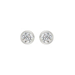 LADIES SOLITAIRE EARRINGS 2CT ROUND DIAMOND 14K WHITE GOLD