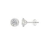 LADIES SOLITAIRE EARRINGS 2CT ROUND DIAMOND 14K WHITE GOLD